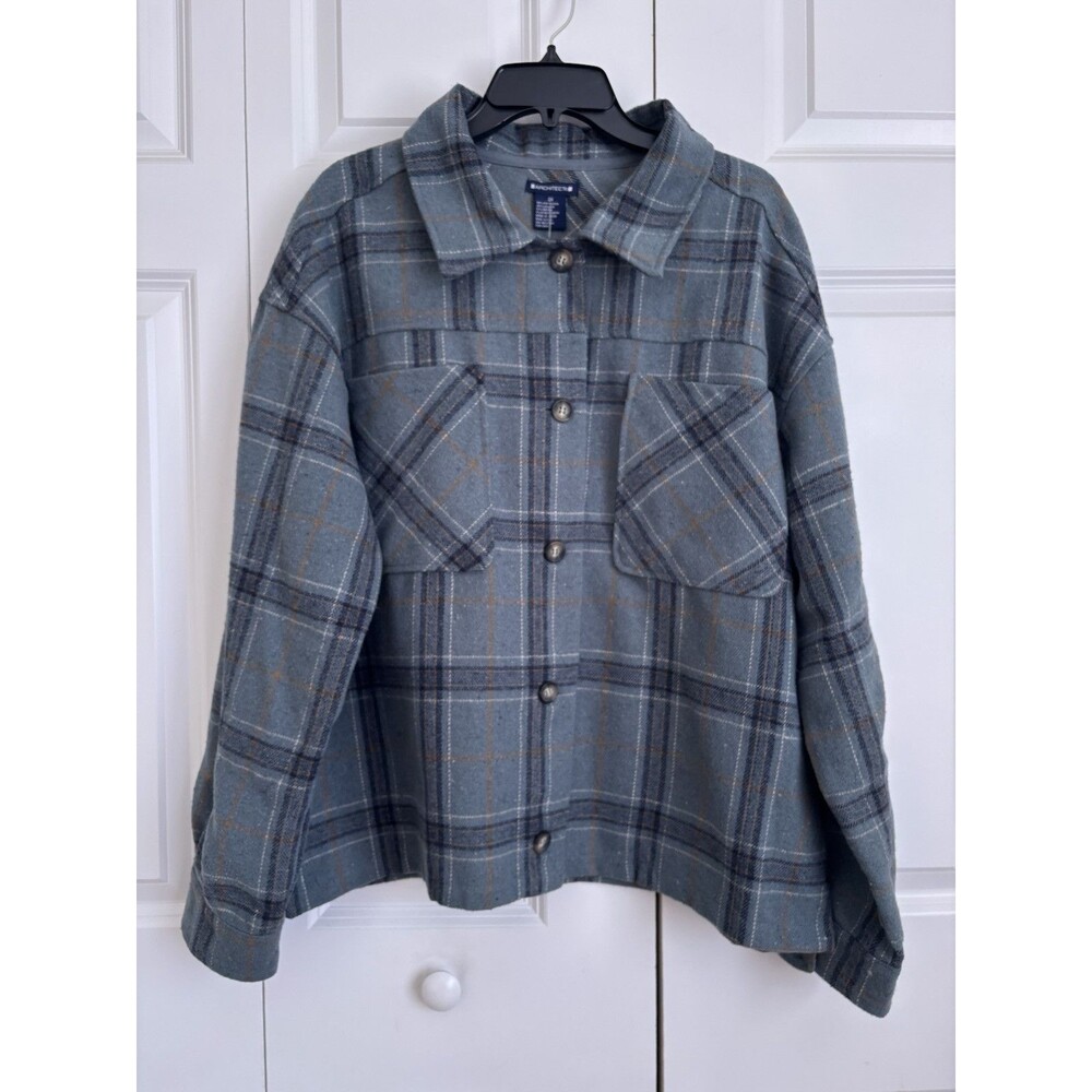ARCHITECT WOMEN'S PLAID FLANNEL SHIRT-JACKET CASUAL BUTTON DOWN SIZE 2X BLUE 174